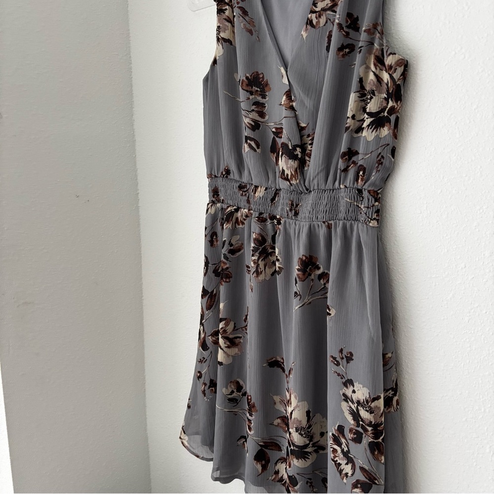 Maurices Gray Floral Long Sleeveless  Dress